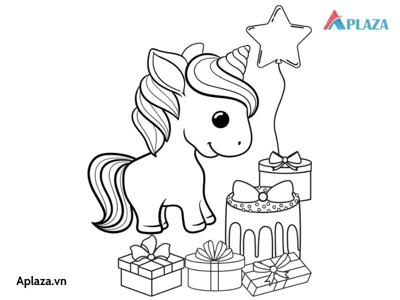 Bộ tranh tô màu kỳ lân unicorn siêu đáng yêu cho bé