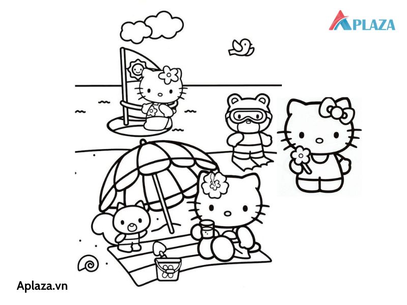 Bộ tranh tô màu Hello Kitty dành tặng bé yêu