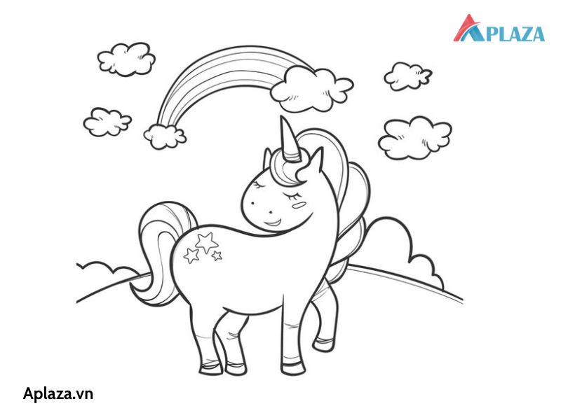 Bộ tranh tô màu kỳ lân unicorn siêu đáng yêu cho bé