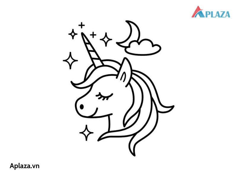 Bộ tranh tô màu kỳ lân unicorn siêu đáng yêu cho bé