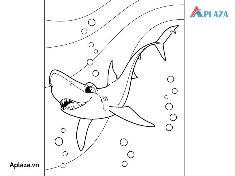 10 Mẫu Tranh Tô Màu Con Cá Mập đáng Yêu Cho Bé