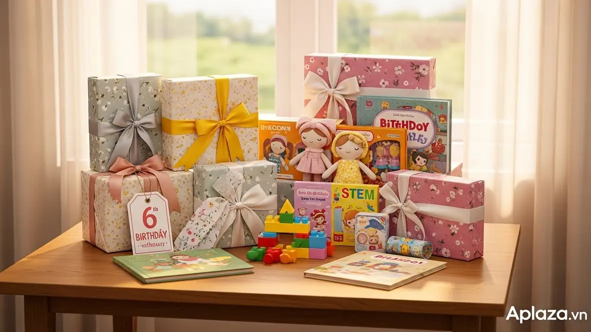 Bộ quà sinh nhật nhiều món rực rỡ dành cho bé gái 6 tuổi, gợi ý mua quà phù hợp và an toàn
